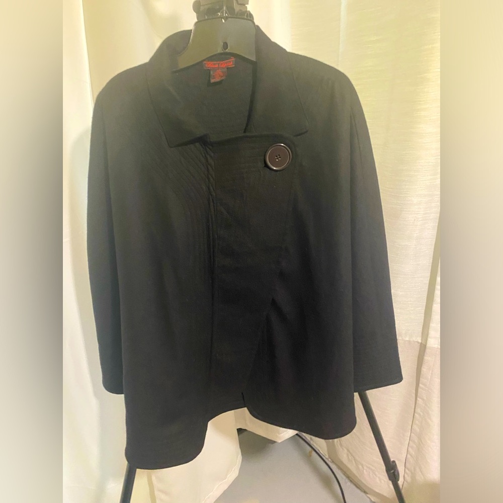 COAT/CAPE- Black Lipstick brand, black wool cape, jacket size S/M